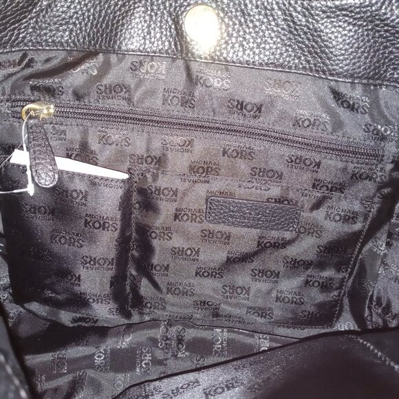 NWOT Michael Kors Fulton Large Black Leather Shoulder Bag - Picture 8 of 9